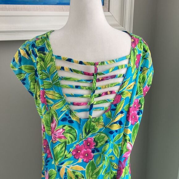 Vintage 80s Main Street Classic Shortsleeve Beach Summer Hawaiian ButtonUp Dress - Picture 7 of 11